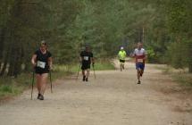 Grupa osób podczas marszu nordic walking 