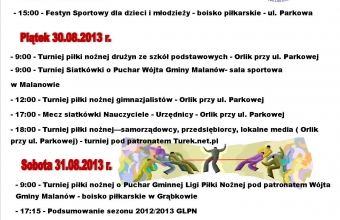 plakat XI dni malanowa na sportowo