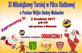 Plakat mikolajkowy turniej o puchar wojta gminy Malanow 2017